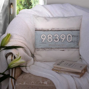 Comstom zip code pillow cover , blue rustic wooden pattern