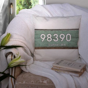 Comstom zip code pillow cover , green rustic wooden pattern