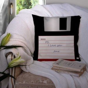 Comstom floppy disk throw pillow cover with your text