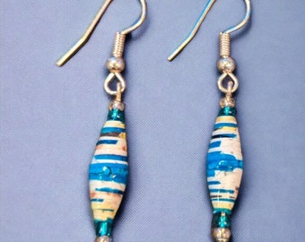 Handmade Upcycled Paper Beads Earrings