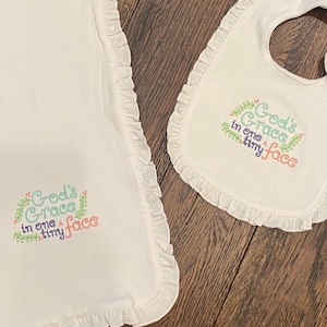 Bib and burp cloth-Baby Girl Gift- Matching embroidered bib and burp cloth