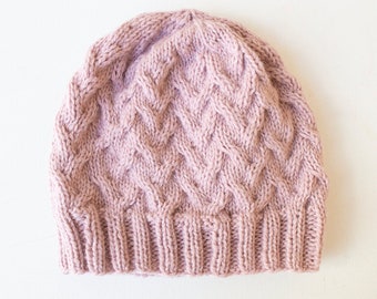Hand Knit Beanie with Cables