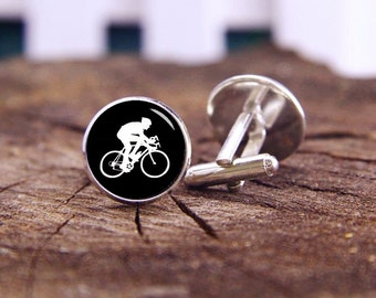 Cyclist Cufflinks, Cycling Cufflinks, Custom Sport Cuff Links, Bicycle Cufflink, Custom Wedding Cufflinks, Groom Cufflinks,Tie Clips, Or Set