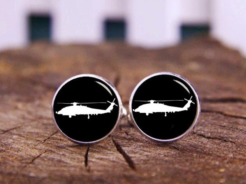 Pilot Cuff Links Helicopter Cuff Links Copter Cufflinks Custom Any Aircraft Cufflinks Name Custom Initials Custom Wedding Gifts Date