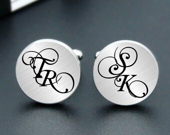 Custom Personalized Monogram Cufflinks Engrave Initial Wedding Engraved Monogram Initial Cufflinks Wedding Personalized Engraved Cuff Links