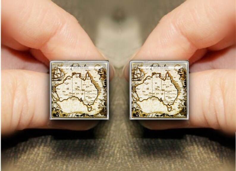 Vintage Map Cufflinks Australia Cufflinks Vintage Australia Map Cufflinks Custom City Map Cuff Links /& Tie Clips Personalized Cufflinks