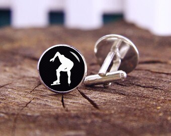 Speed Skating Cufflinks, Speed Skater Cuff Links, Custom Silhouette Cuff Links, Custom Wedding Cufflinks, Groom Cufflinks, Tie Clips Or Set