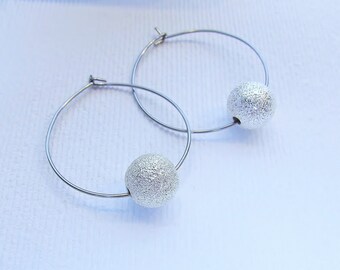 Hoop earrings Silver Pearl Stardust Gift Children's Birthday Girl Women Girlfriend