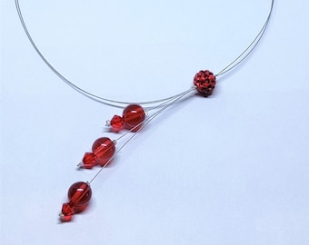 Kette Rot Perlen Kristalle von Swarovski® Glasperlen Asymmetrisch Damen Frauen Geschenk