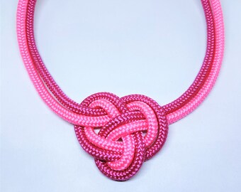 Statement necklace sailing rope pink gift women girlfriend opulent necklace bib necklace statement jewelry rope fuchsia