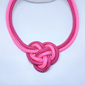 Statement necklace sailing rope pink gift women girlfriend opulent necklace bib necklace statement jewelry rope fuchsia