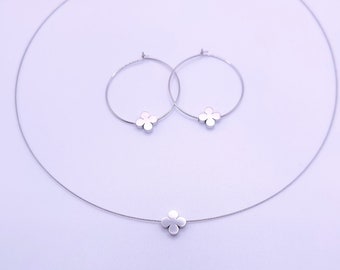 Chain hoop earrings silver plated heart cat shamrock cross gift children's birthday communion confirmation girl friend lucky charm