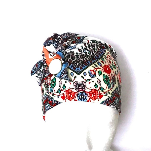 Colorful chemo headwear, headcover, printed beanie, cancer cap, handmade