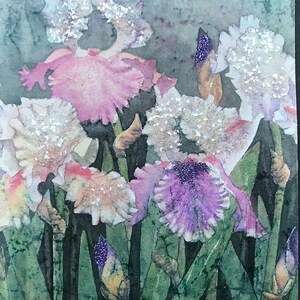 Lot de 10 cartes vierges fleurs scintillantes, brillants,  sans texte