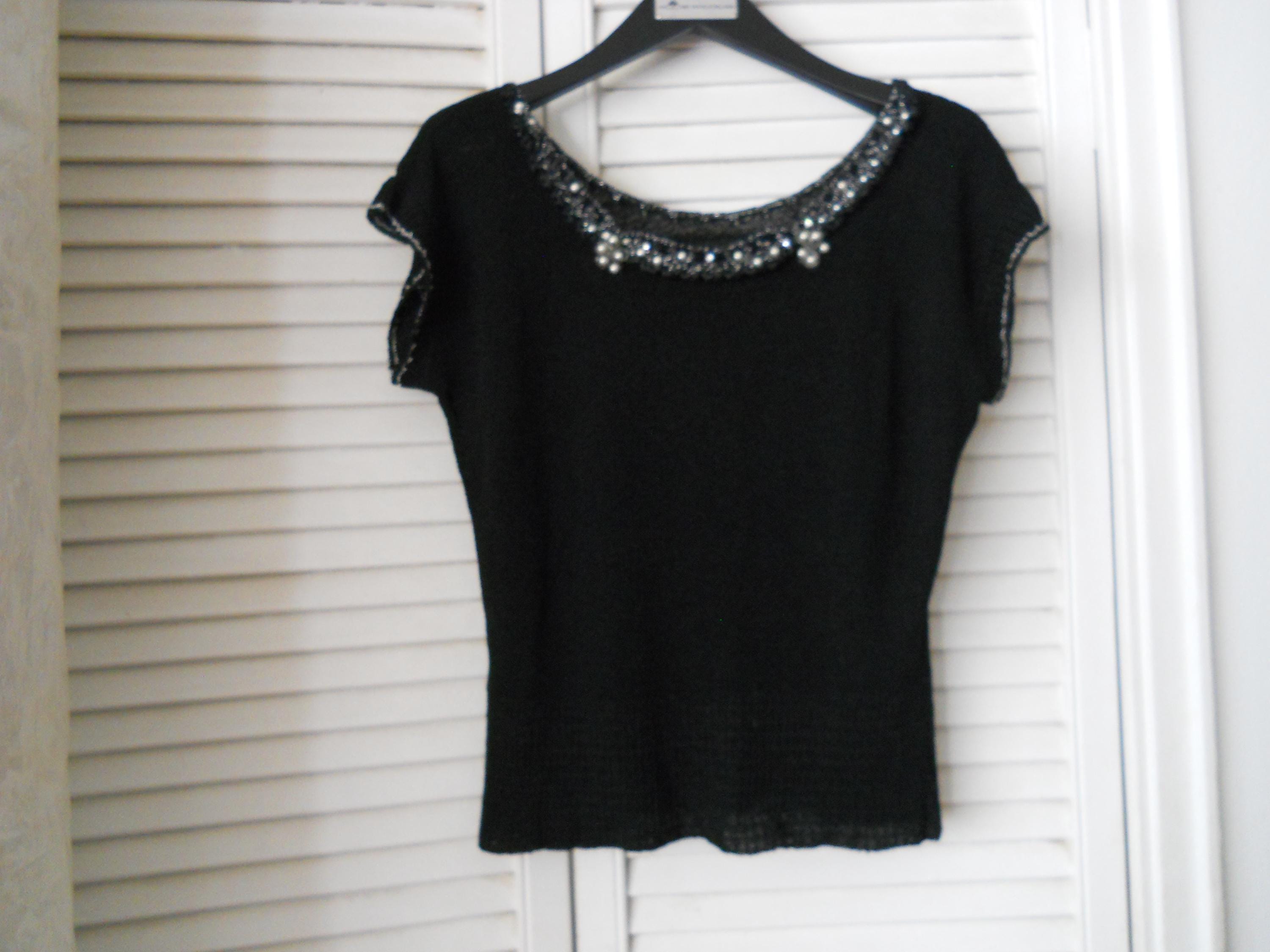 Vintage Black & Midnight Blue Beaded Top S/M