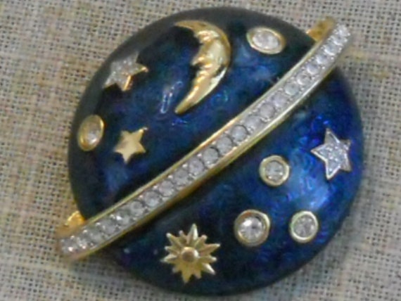 Vintage Swarovski crystal moon star planet saturn
