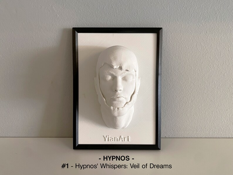 HYPNOS - 3D Printed Frame Artworks. Step into a world of artistry and innovation with our stunning 3D printed frame artworks. Explore the future of creativity