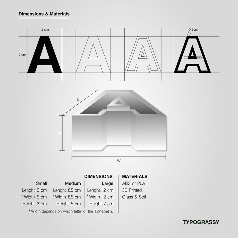 3D Printed letters planters with grass - Typograssy image 9