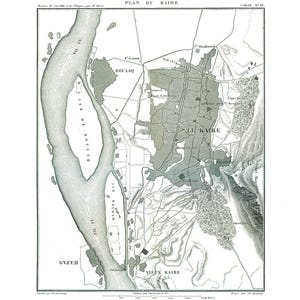 Historic Map - Cairo Egypt - Thiers 1866 - Vintage Wall Art