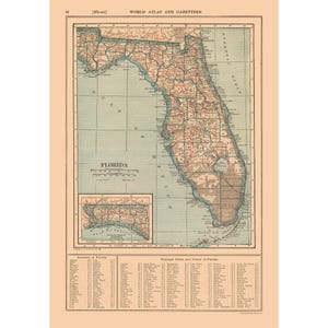Historic State Map - Florida - Reynold 1921 - Vintage Wall Art