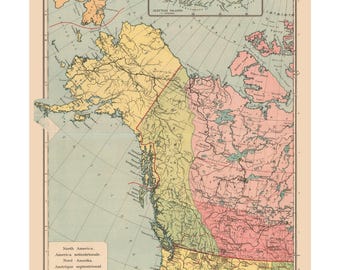 Historic Map - Canada United States - Streit 1913 - Vintage Wall Art