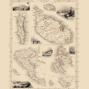 Historic Map - British Possessions Mediterranean Malta - Tallis 1851