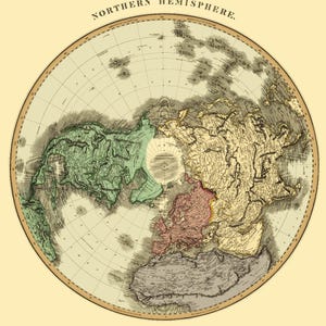 Historic Map - Northern Hemisphere - Thomson 1814 - Vintage Wall Art