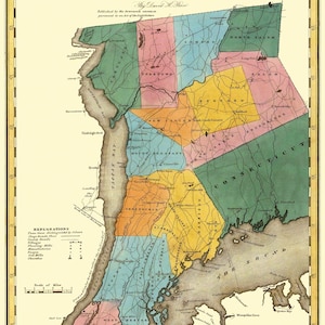 Historic County Map - Westchester County New York - Burr 1829 - Vintage Wall Art