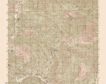 Mapa topograficzna – Arkusz Hildreth Peak – Armia USA 1942 – Sztuka ścienna w stylu vintage