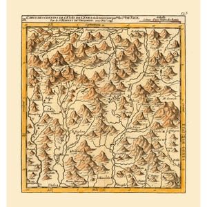 Historic Map - Tende Comune France Cuneo Province Italy - Robert 1748