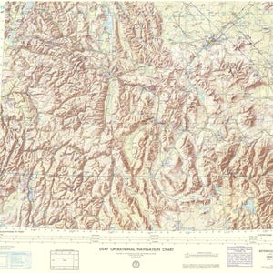 Topographical Map - Bitterroot Range Montana Idaho Wyoming Sheet - USAF 1962 - Vintage Wall Art