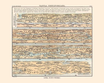 歴史的地図 - ローマ帝国 プティンガー図 - ペルテス 1896年 - ヴィンテージ ウォールアート