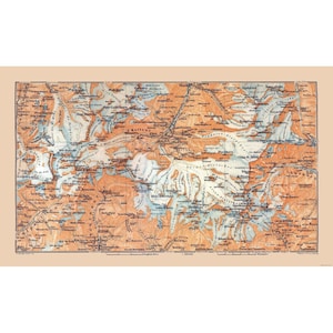 Historic Map - Matterhorn Switzerland - Baedeker 1921 - Vintage Wall Art