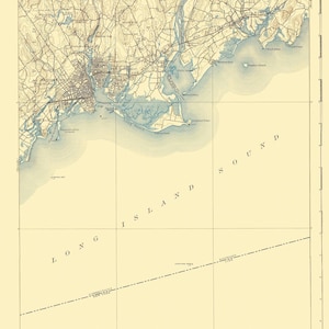 Topographical Map - Bridgeport Connecticut Quad - USGS 1893 - Vintage Wall Art