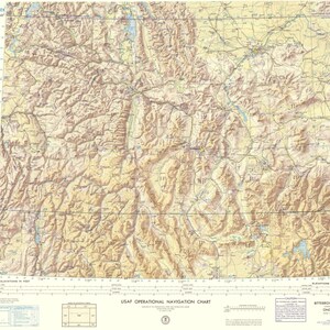 Topographical Map - Bitterroot Range Montana Idaho Wyoming Sheet - USAF 1961 - Vintage Wall Art