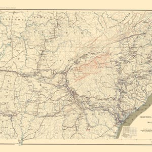 Historical Civil War Map - United States Force Marches- Sherman 1895  - Vintage Wall Art