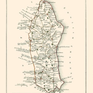 Historic Map - Sussex County England - Cary 1792 - Vintage Wall Art