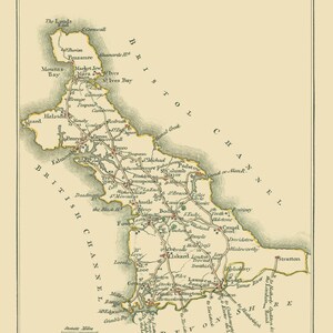 Historic Map - Cornwall County England - Cary 1792 - Vintage Wall Art