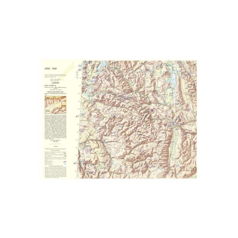 Topografisk karta - Bitterroot Range Montana Idaho Wyoming Ark - USAF 1962 - Vintage väggkonst bild 2