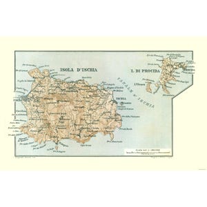 Historic Map - Isola d'Ischia Isola di Procida Italy Europe - Baedeker 1880
