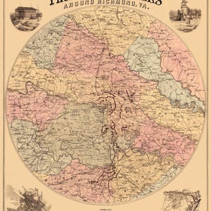 Historic City Map - Richmond Virginia Vicinity - Bohn 1867 - Vintage Wall Art