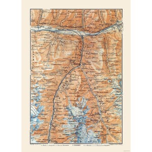 Historic Map - Stalden Switzerland - Baedeker 1921 - Vintage Wall Art
