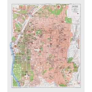 Historic Map - Cairo Egypt - Baedeker 1913 - Vintage Wall Art
