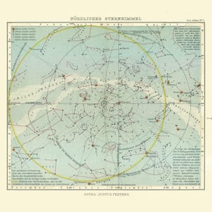 Historic Map - Celestial North Pole - Perthes 1914 - Vintage Wall Art