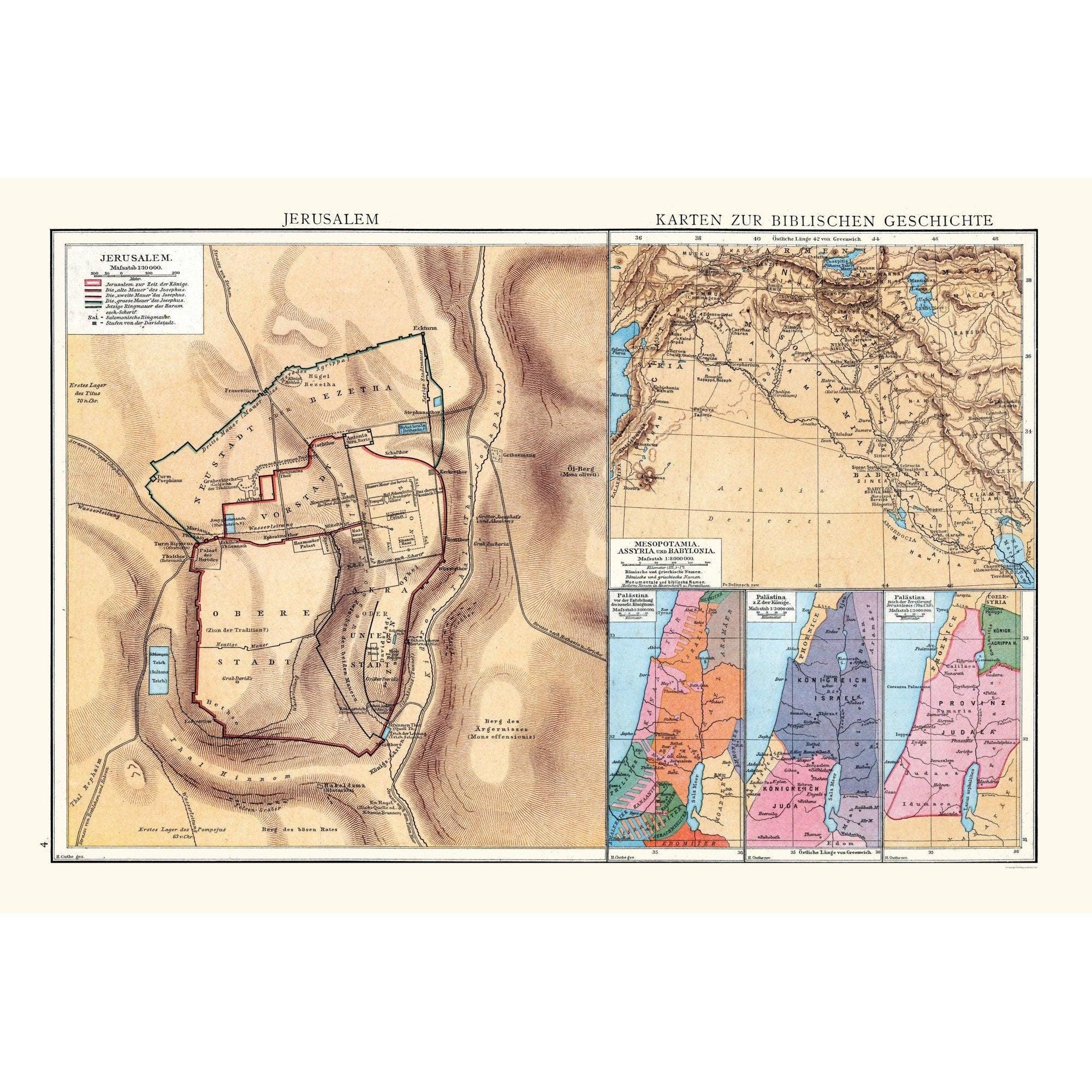 Historic Map - Israel Biblical History - Droysen 1886 - Vintage