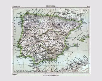 Historic Map - Spain - Perthes 1896 - Vintage Wall Art
