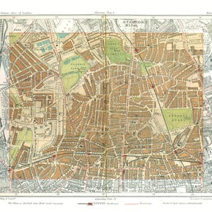 Historic Map - Hackney London England - Philip 1904 - Vintage Wall Art