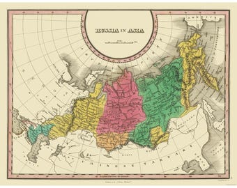 Mapa historyczna – Rosja Azja – Finley 1831 – Sztuka ścienna w stylu vintage