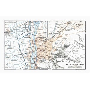 Historic Map - Cairo Egypt - Baedeker 1913 - Vintage Wall Art