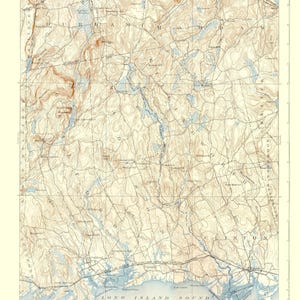 Topographical Map - Guilford Connecticut Sheet - USGS 1893 - Vintage Wall Art